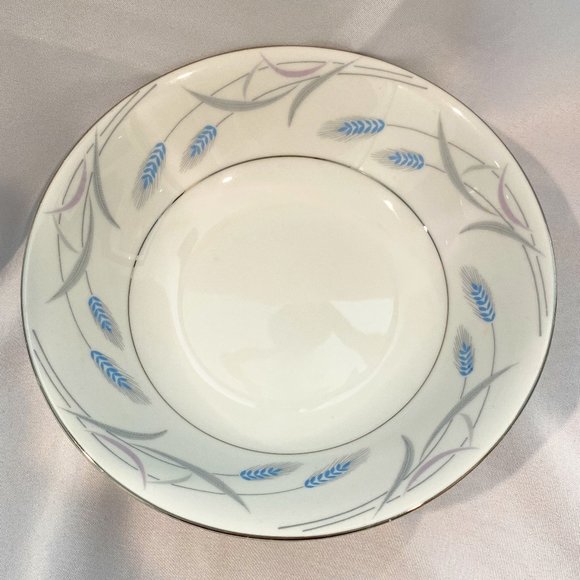 RARE! VALMONT CHINA ROYAL WHEAT 9 1/8" Round Serving Bowl 2 1/4" PLATINUM BORDER - Picture 1 of 3